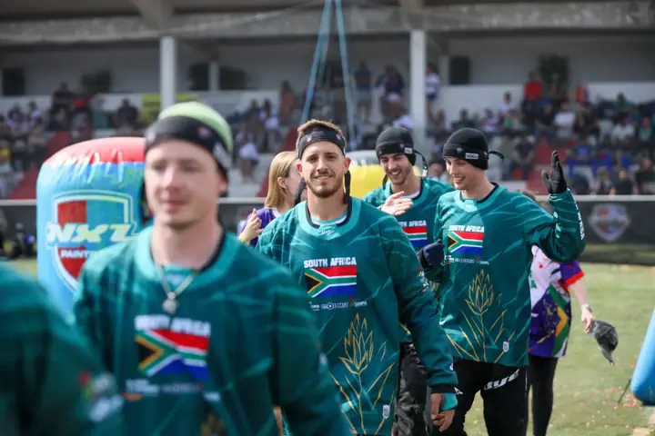 South African players walking out together at the opening ceremony